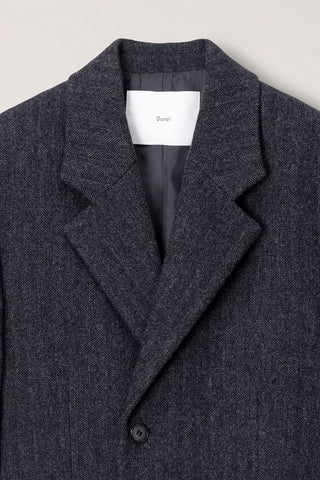 UNISEX BOXY TAILORED COAT GREY HERRINGBONE