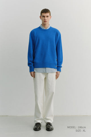 UNISEX BUTTONED CREWNECK SWEATER BLUE