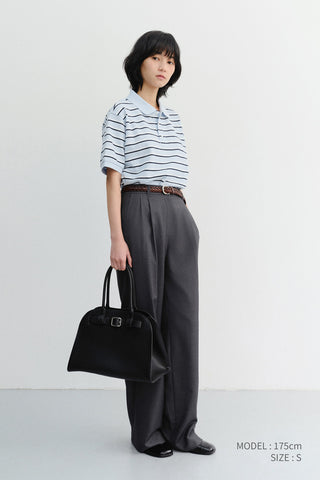 UNISEX STRIPED POLO SHIRT SOFT BLUE