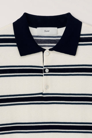 UNISEX MULTI STRIPED POLO KNIT CREAM NAVY