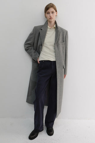 UNISEX 2-WAY 3 BUTTON CASHMERE COAT MELANGE GREY