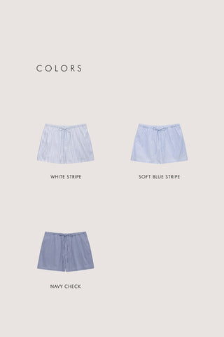 PAJAMA MINI SHORTS SOFT BLUE STRIPE