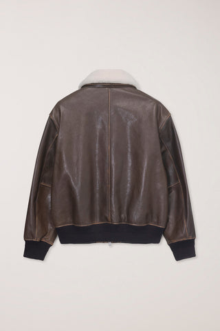 UNISEX DETACHABLE A-2 LEATHER BLOUSON BROWN