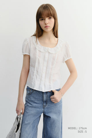 FRILL COLLARED BLOUSE WHITE