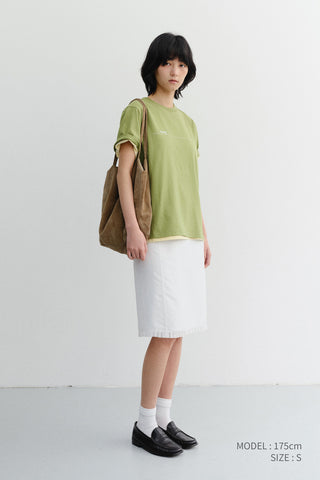 UNISEX MINIMAL LETTERING T-SHIRT OLIVE GREEN