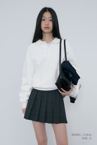 UNISEX LEATHER LOGO COLLARED T-SHIRT WHITE