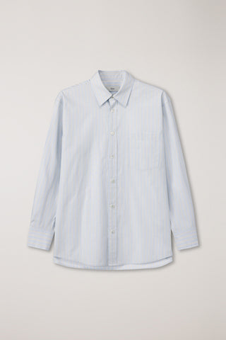 UNISEX OVERSIZED STRIPED SHIRT MISTY BLUE STRIPE
