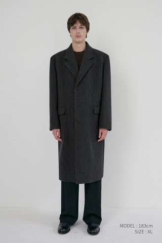 UNISEX BOXY TAILORED COAT GREY HERRINGBONE
