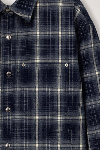 UNISEX QUILTED FLANNEL SHIRT NAVY CHECK