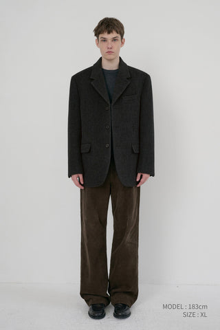 UNISEX 3 BUTTON WOOL BLAZER CHARCOAL GREY