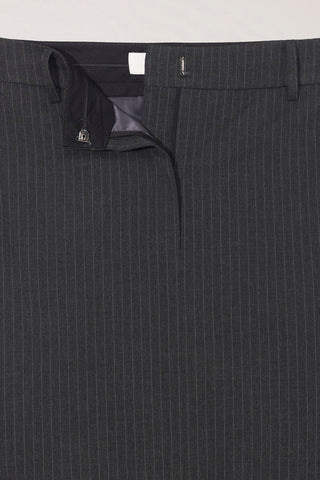H-LINE LONG STRIPED SKIRT CHARCOAL GREY STRIPE