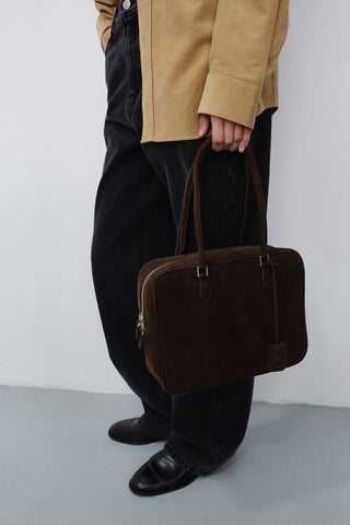 CLASSIC 28 SUEDE BAG DEEP BROWN