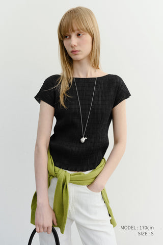 PLEATS BLOUSE BLACK