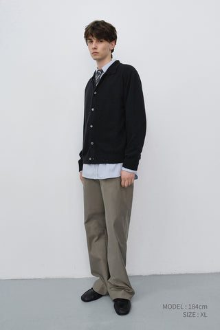 UNISEX COLLARED KNIT CARDIGAN BLACK