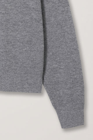 UNISEX BUTTONED CREWNECK SWEATER MELANGE GREY