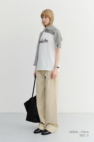 UNISEX APPLIQUE YACHT T-SHIRT OFF WHITE