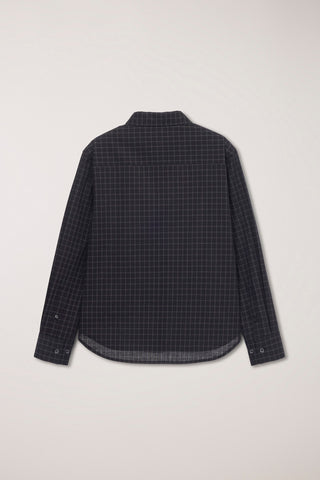 ESSENTIAL SLIM CHECKED SHIRT BLACK