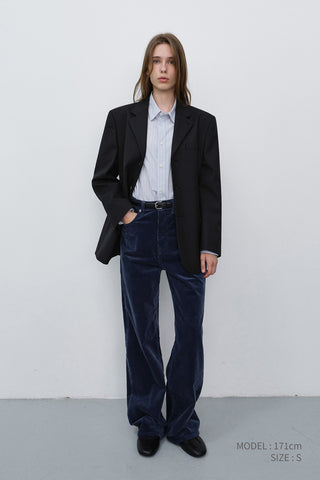UNISEX CLASSIC 3 BUTTON WOOL BLAZER BLACK
