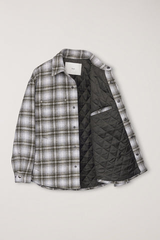 UNISEX QUILTED FLANNEL SHIRT KHAKI CHECK