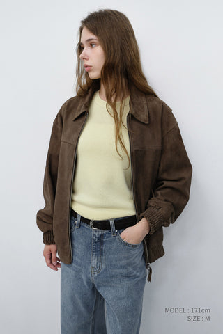 UNISEX REFINED SUEDE BLOUSON TAUPE SUEDE