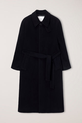 UNISEX BELTED CASHMERE MAC COAT BLACK