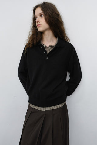 UNISEX COLLARED SWEATER BLACK