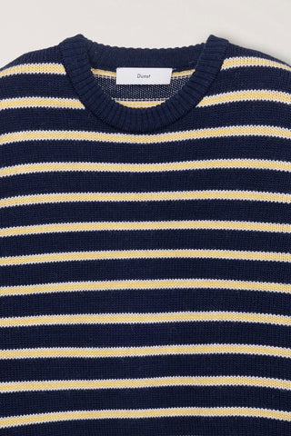UNISEX STRIPED CHUNKY SWEATER NAVY