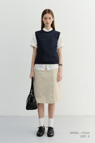 UNISEX SHEER LAYERING KNIT VEST NAVY