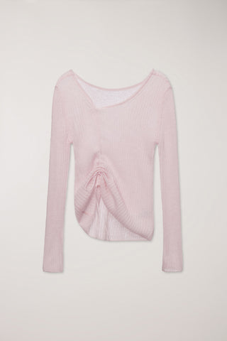 2-WAY SHIRRING KNIT TOP SOFT PINK