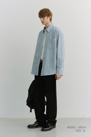 UNISEX OVERSIZED BD CHECKED SHIRT SOFT BLUE CHECK