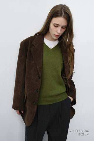 UNISEX RELAXED ALTER-SUEDE HALF JACKET BROWN