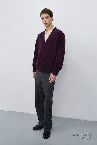 UNISEX V-NECK CARDIGAN PLUM