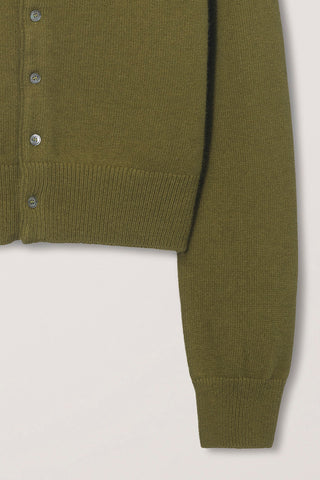 UNISEX CREWNECK KNIT CARDIGAN OLIVE GREEN