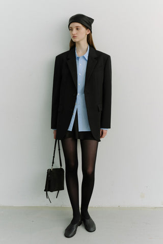 UNISEX 2 BUTTON WOOL BLAZER BLACK
