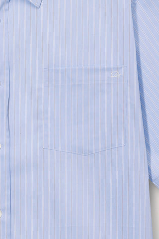 UNISEX OVERSIZED HALF SLEEVE STRIPED SHIRT SOFT BLUE STRIPE