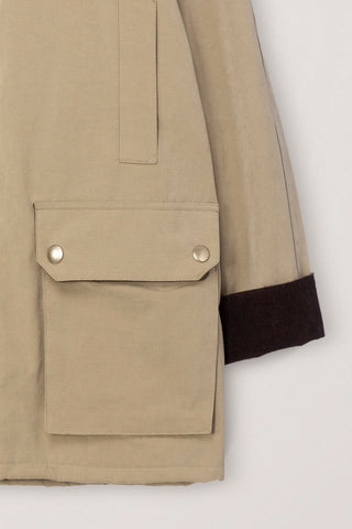 UNISEX WAXED COTTON HUNTING JACKET BEIGE