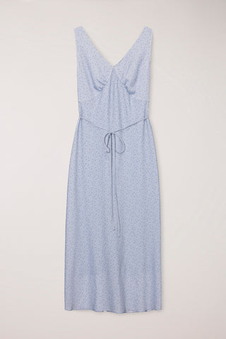 SLEEVELESS PATTERNED DRESS SOFT BLUE