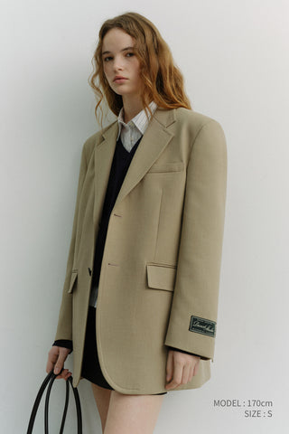 UNISEX OVERSIZED WOOL BLAZER CAMEL BEIGE