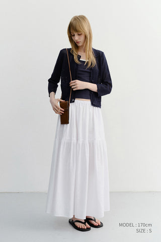 CROCHET COLLARED CARDIGAN NAVY