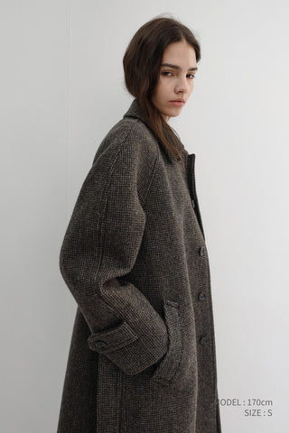 UNISEX RELAXED BALMACAAN COAT BROWN TWEED