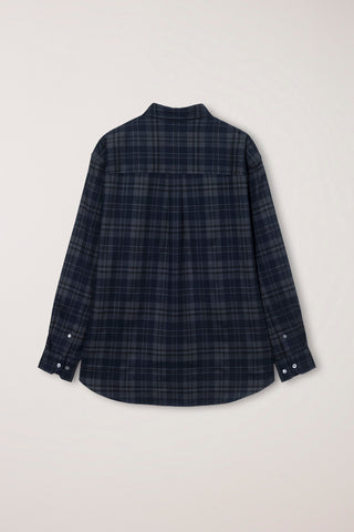 UNISEX CHECKED FLANNEL BD SHIRT DARK NAVY