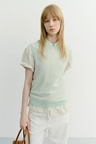 UNISEX SHEER LAYERING KNIT VEST MINT