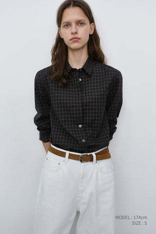 ESSENTIAL SLIM CHECKED SHIRT BLACK
