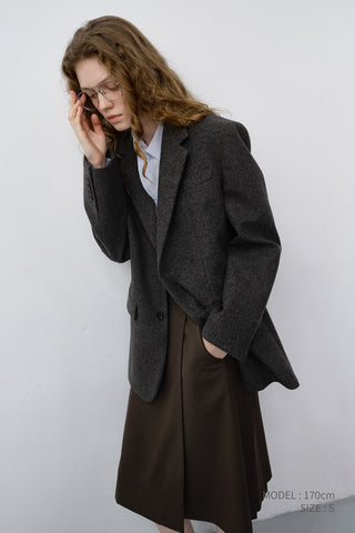 PLEATS MIDI WRAP SKIRT BROWN