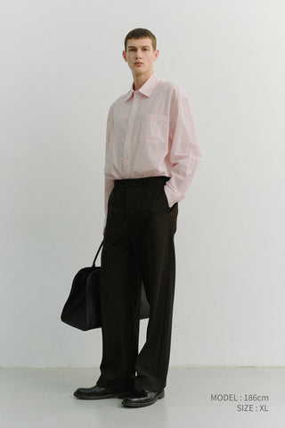 UNISEX OVERSIZED STRIPED SHIRT SOFT PINK STRIPE