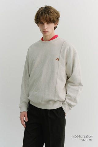 UNISEX DUNST LOGO CREASE SWEATSHIRT OATMEAL MELANGE