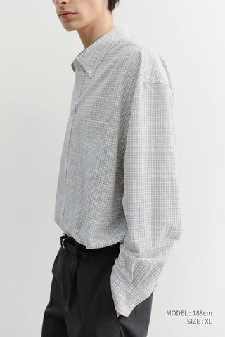 UNISEX SEERSUCKER BD SHIRT IVORY CHECK