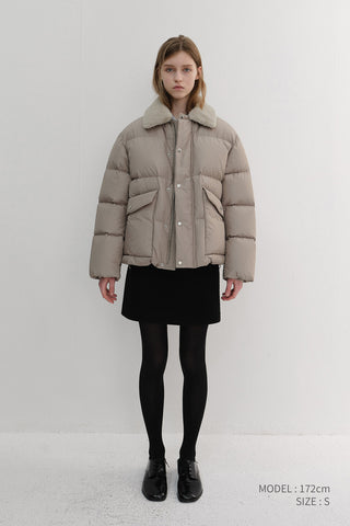 UNISEX COLLARED GOOSE DOWN JACKET BEIGE