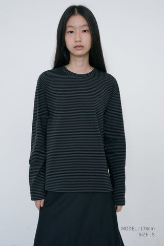 UNISEX MUTED STRIPED T-SHIRT CHARCOAL