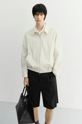 UNISEX COLLARED LIGHT BLOUSON JACKET IVORY